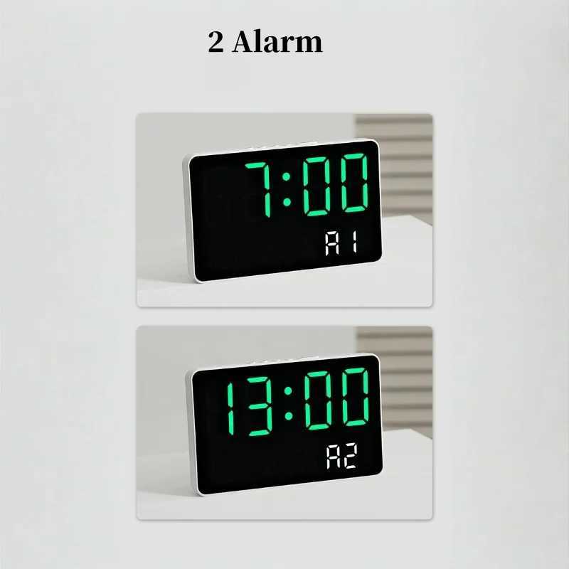 Digital Alarm Clock TEMP Humidity Week Comfort Level Dual Alarm Snooze Table Clock 12/24H Timer Auto Dimmable LED Wall Clock D260318