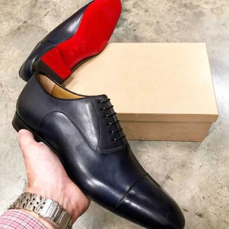 Red Sole Men Shoes Leather Black Brown Oxfords Square Toe Lace-up Wedding Dress Shoes for Men with Men Shoes ManZ260317