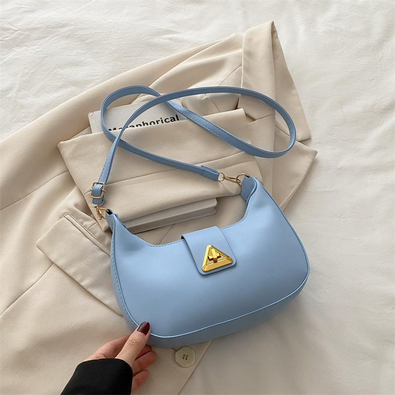 2026 simple casual popular single shoulder French retro design lid style single shoulder crossbody armpit small square bag free shipping