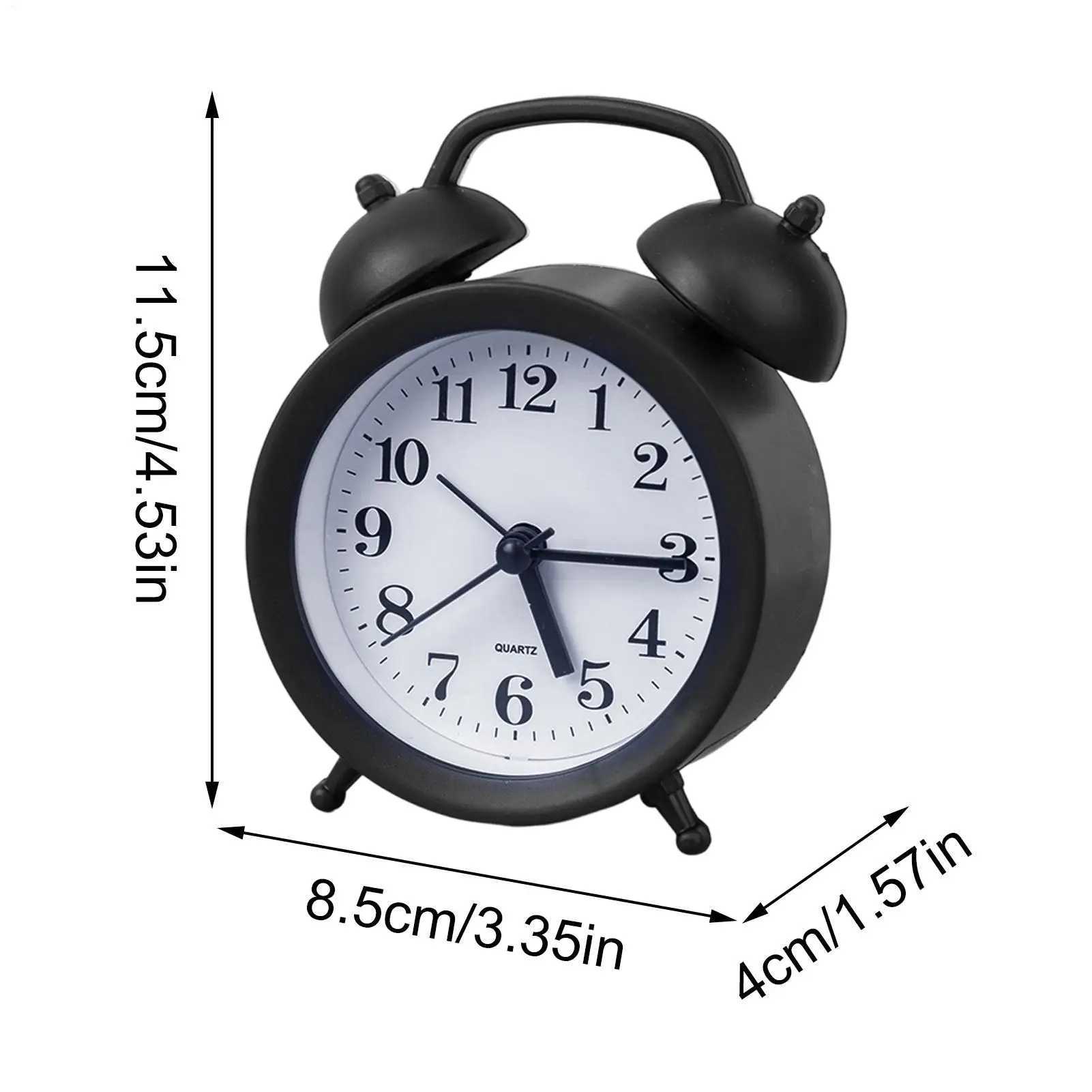 Retro Alarm Mechanical Double Bell Home Office Desktop Metal Alarm Clock Desk Table Analog Clock Silent for office home D260318