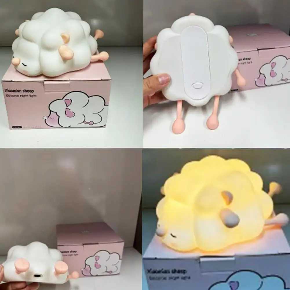 Cute Big Face Rabbit Silicone Night Light - Touch Sensor LED Lamp With Timer-Rechargeable Tap Control LED Lamp For Kids Bedroom H260318