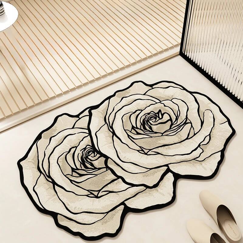 Bath Mat New Luxury Floral Diatomaceous Earth Absorbent Stain Resistant Quick Drying Bathroom Floor Mat