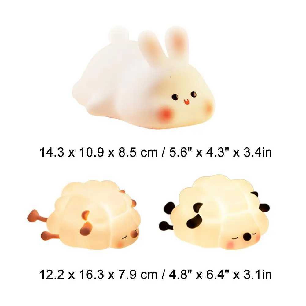 Soft Squishy Animal Silicone Night Light USB Rechargeable Touch Sensor Dimmable Timing Function Sheep/Rabbit/Panda Design H260318