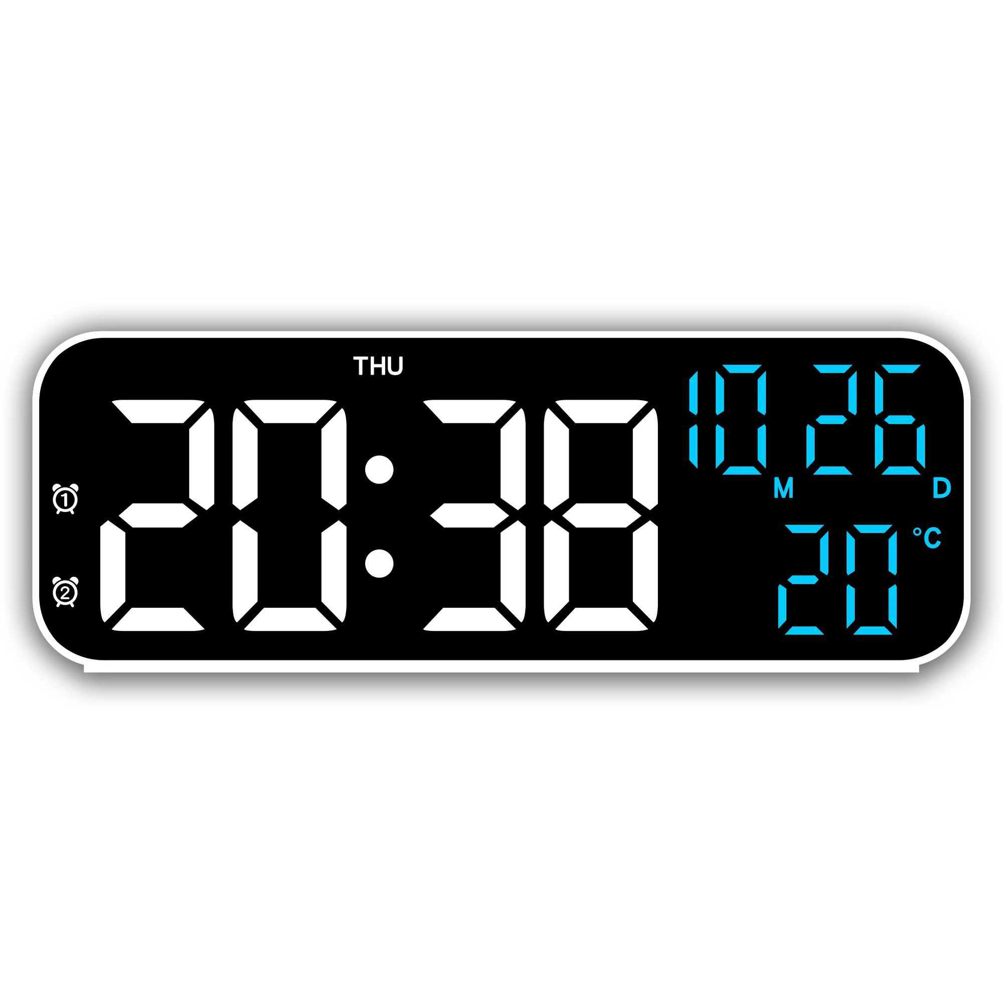 1Pc Simple and Stylish Multifunctional Led Alarm Clock with Temperature Display Suitable for Bedroom and Living Room Bedside Clock 9inch Clock D260318