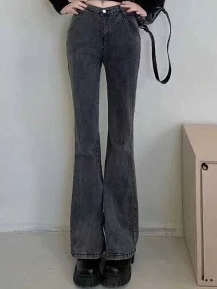 Women Korean Flare Jeans Girls High Waist Elastic Boot Cut Pants Lady Vintage Blue Black Gray Brown Denim Bell Bottom TrousersT260317