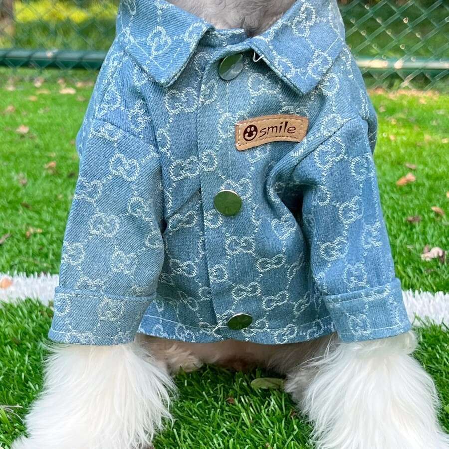 Famous brand Pet Clothes Cats Denim Jacket for Small and Medium Dogs Teddy Corgi Pomeranian Bichon Autumn Winter New Trendy Style pupakaIK