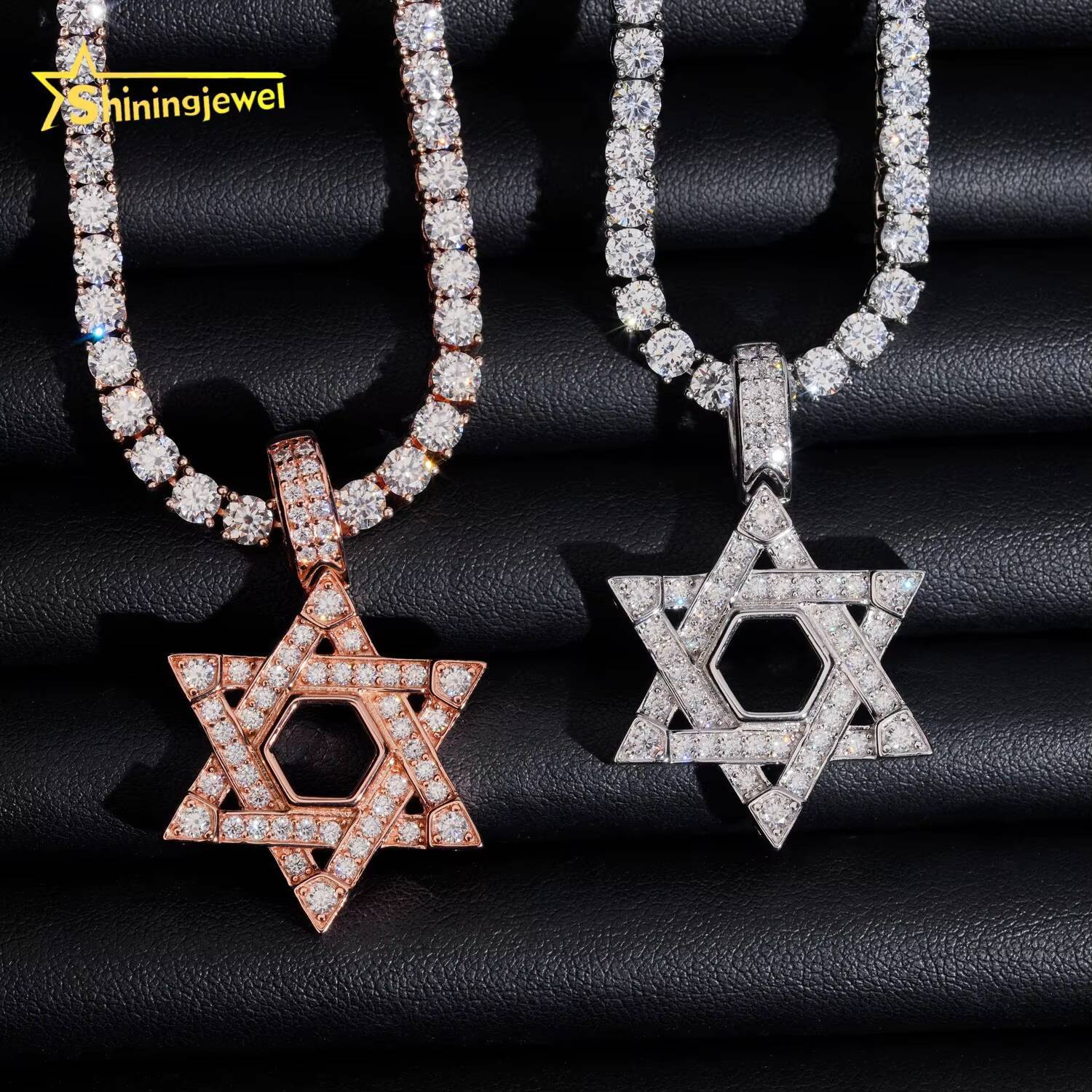 Hip Hop Jewelry Charm Pendants 925 Sterling Silver Star Shape Moissanite Pendant High Quality Custom VVS Moissanite Pendant Men