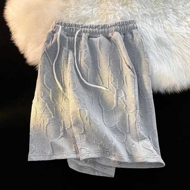 Brand Premium Waffle Casual Shorts Men Sport Loose Wide leg Running Shorts Letter Beach Baggy Board Cargo Shorts Male M260318