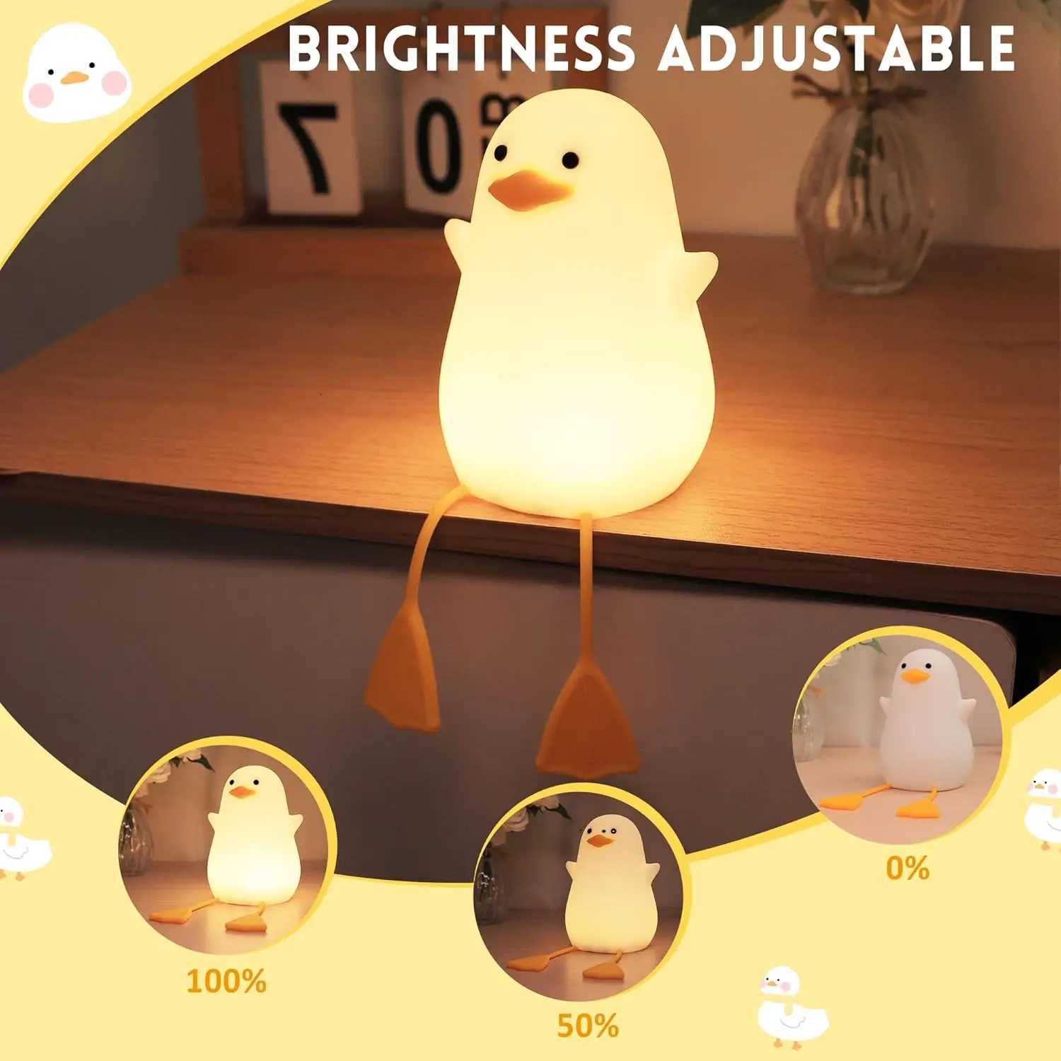Cute Duck Light Portable USB Rechargeable Timed Dimming Silicone Night Light Is Perfect for Family Bedrooms Holiday Gifts H260318