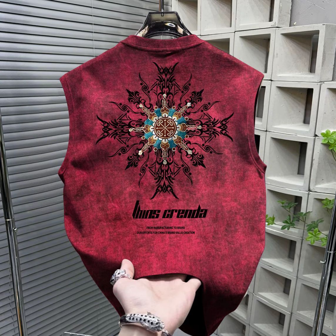 Luxury Brand Designer American trendy brand 2026 fashion vest men sleeveless t-shirt summer tie-dye printed loose top