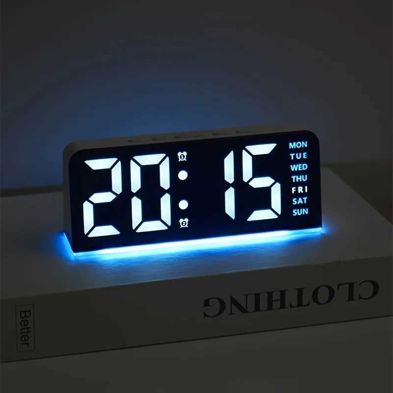 New Digital LED Alarm Clock Desktop Table Clock Night Light with Time Temperature Display Backlight Snooze Clock Modern Decor D260318