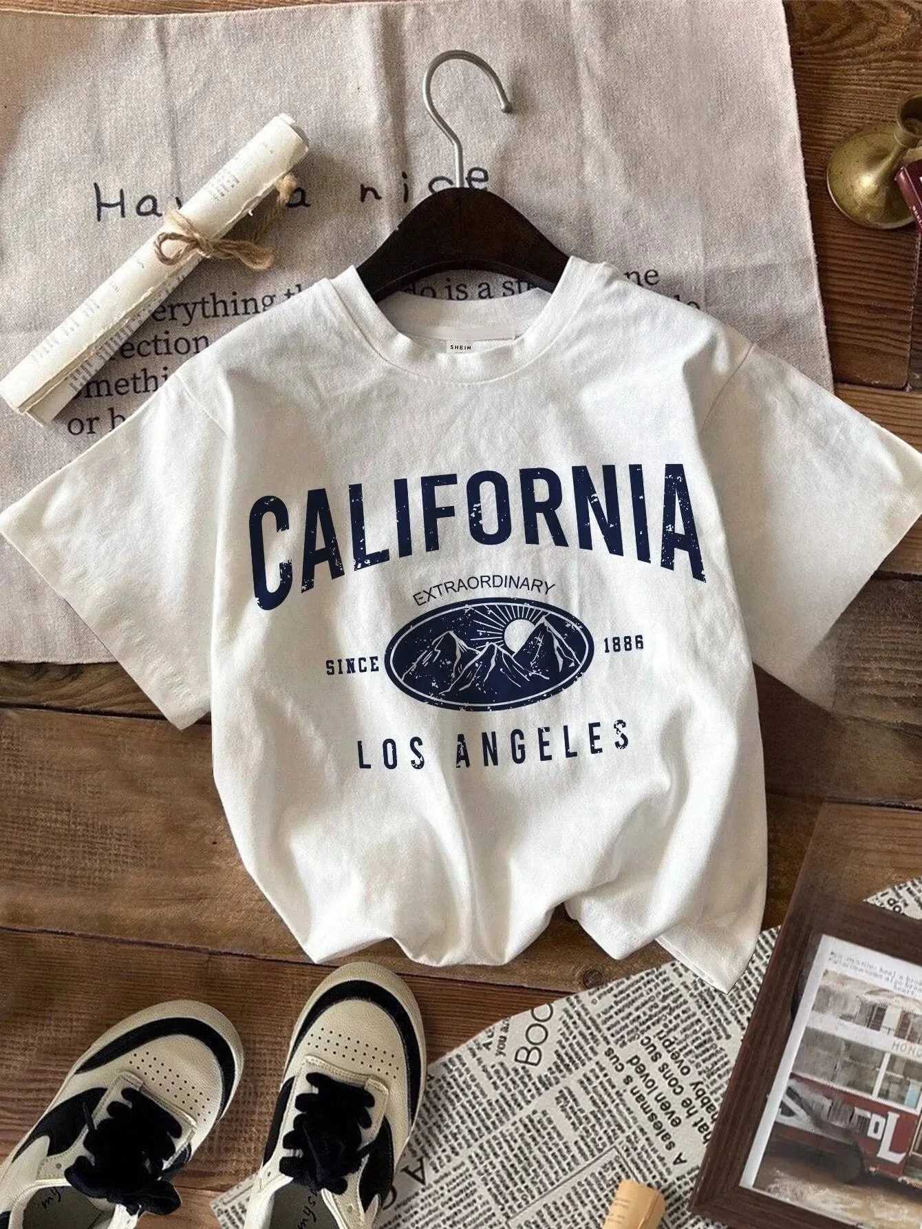 Summer Women California T-Shirt American Vintage O-Neck Tops Tees Fashion Los Angeles Clothing Female Casual Streetwear Y2K TopT260317