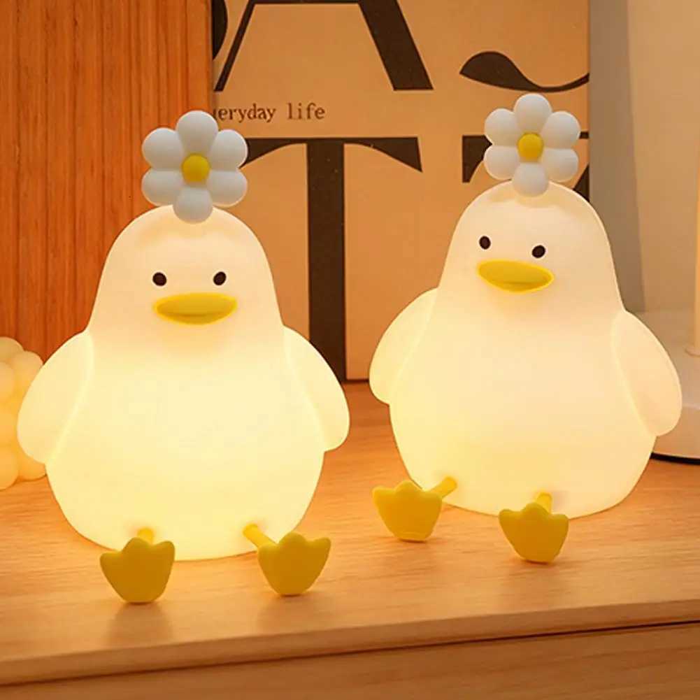 Cute Duck Led Night Light Squishy Silicone Lamp Bedroom Bedside Table Rechargeable Touch Lamp Bedroom Decor Novelty Gifts H260318