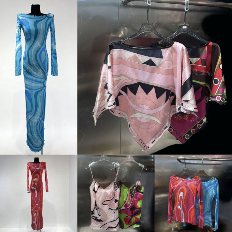 Luxury Mixed Prints Dress For Women Sexy Beach Vacation Mesh See Though Dress Designer Elegant Cape Top Slim Fit Vest