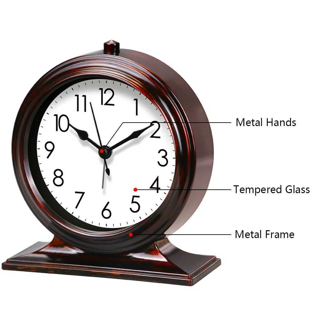 Classic Desk Clock Light Luxury Large Digital Vintage Alarm Clock Bedroom Living Room Office Loudspeaker Mute Desktop Decoration D260318