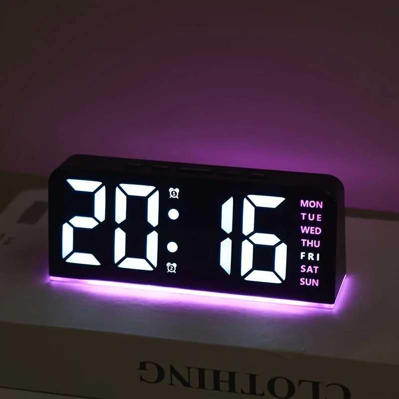 New Digital LED Alarm Clock Desktop Table Clock Night Light with Time Temperature Display Backlight Snooze Clock Modern Decor D260318