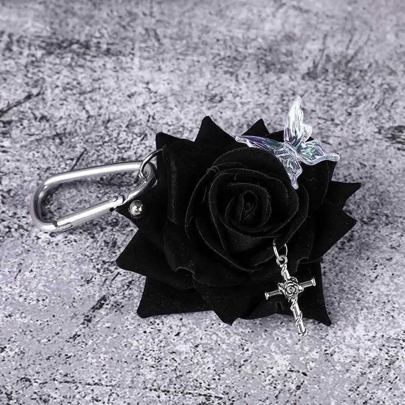1PCS Exquisite Design Simulation Rose Flower Shape Butterfly Keychain Pendant Bag Decoration Gift H260318 - view 5