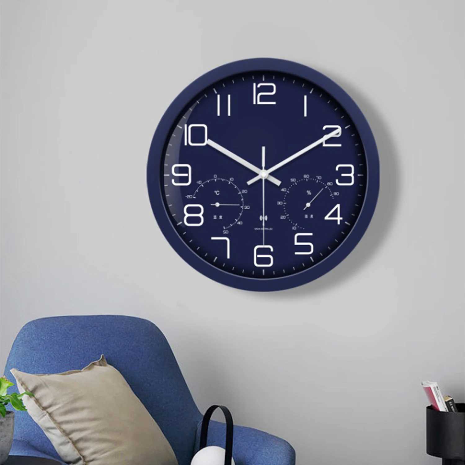 12 Inch Elegant Wall Clock Integrated Temperature And Humidity Gauges Quartz Clock Modern Design For Home Office Decor D260318