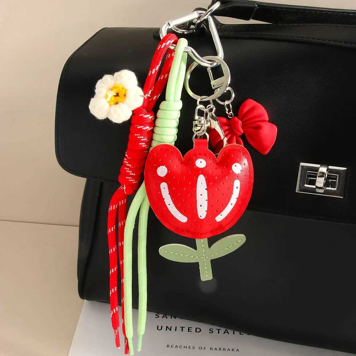 summer leather lemon flower Backpack pendant leopard print Little Bear rainbow decoration Key Chain H260318 - view 6