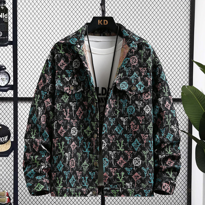 Luxury Brand Designer Spring and Autumn Men Youth Color-Woven Jacquard Shirt Color-Block Stylish Personality Embroidered Top Jacket Men Trendy Jacket