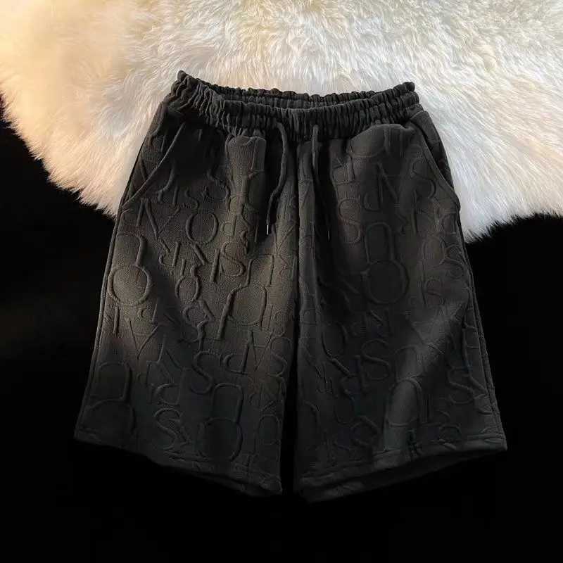 Brand Premium Waffle Casual Shorts Men Sport Loose Wide leg Running Shorts Letter Beach Baggy Board Cargo Shorts Male M260318