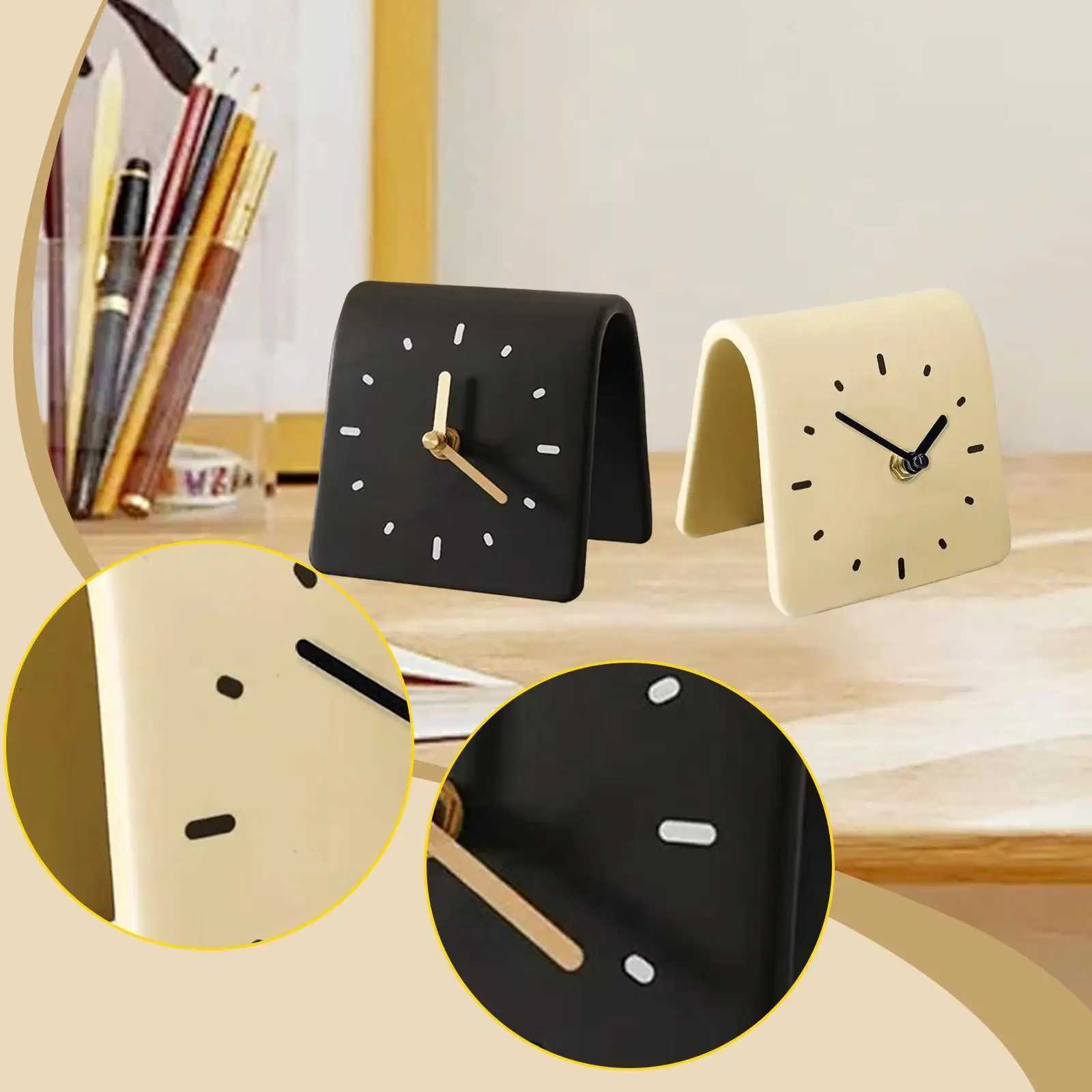 Desk Clock Modern Art Shelf Clock Decorative Silent Desktop Ornament for Desk Kids Room Office Countertop Housewarming Gift D260318