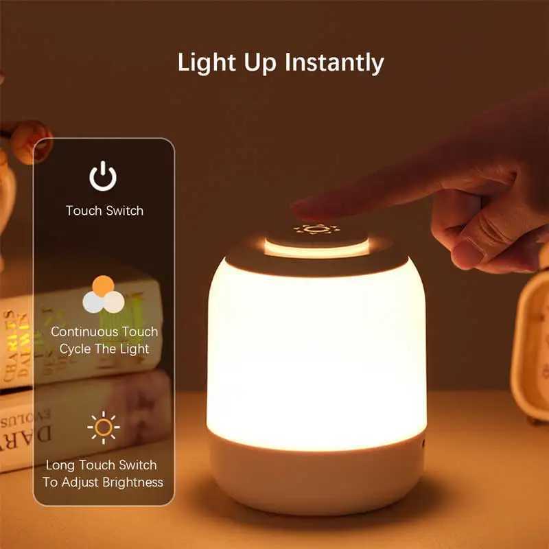 LED Night Lights Adjustable Brightness USB Rechargeable Table Lamp for Kitchen Bedroom Garage Bedroom Bedside Camping Decor H260318