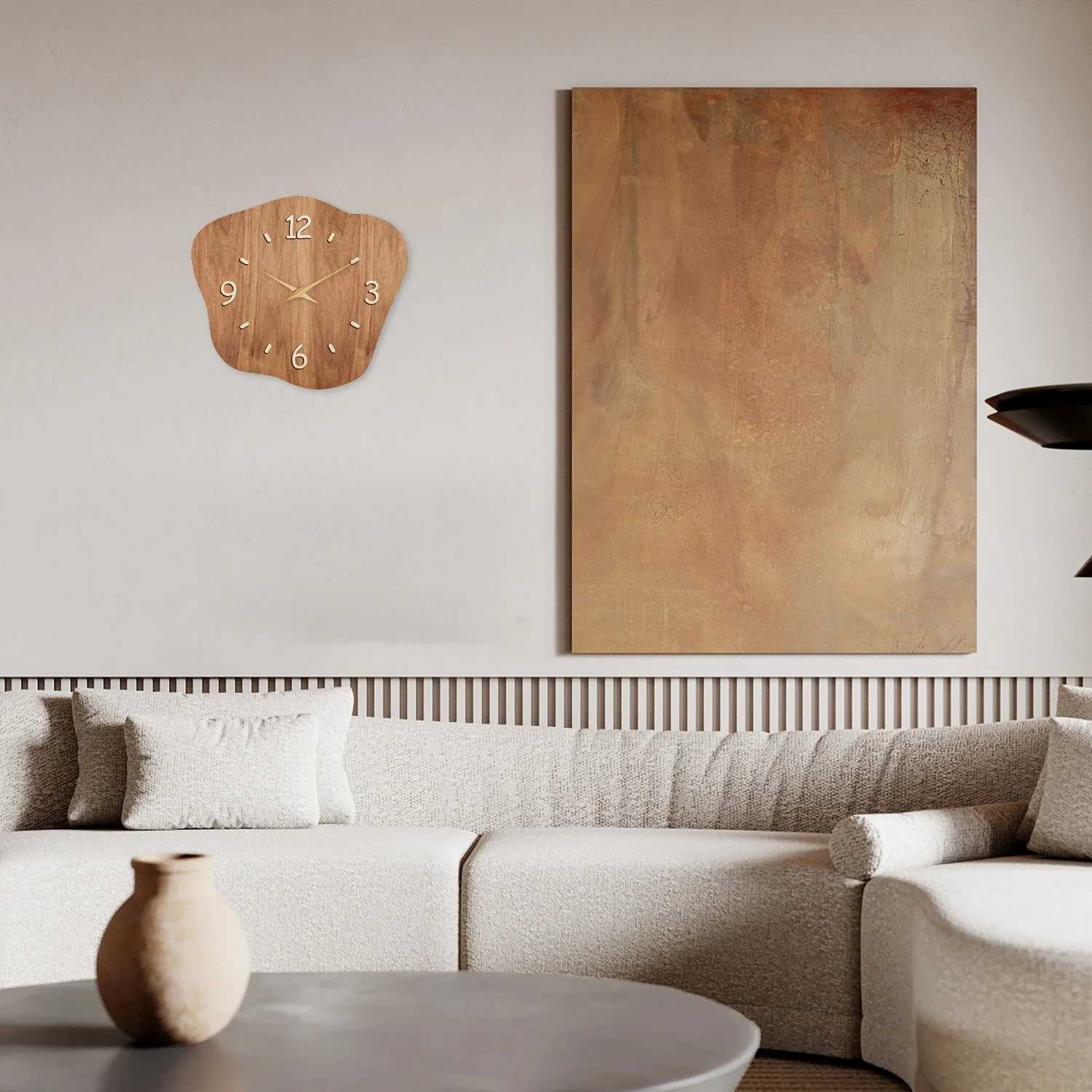 Asymmetrical Crystal Porcelain Wooden Wall Clock Living Room Bedroom Kitchen Home Decoration Wall Clock Silent Quartz Clock Holiday Gift 12 Inches 14 