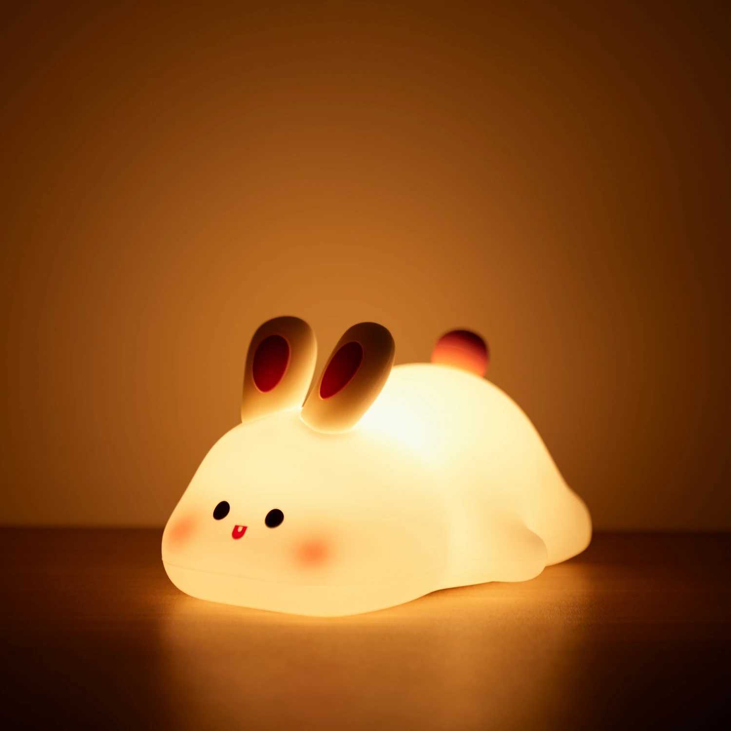 Cute LED Night Light Panda Sheep Rabbit Silicone Nightlights USB Rechargeable For Bedroom Decoration Kids Birthday Gift H260318