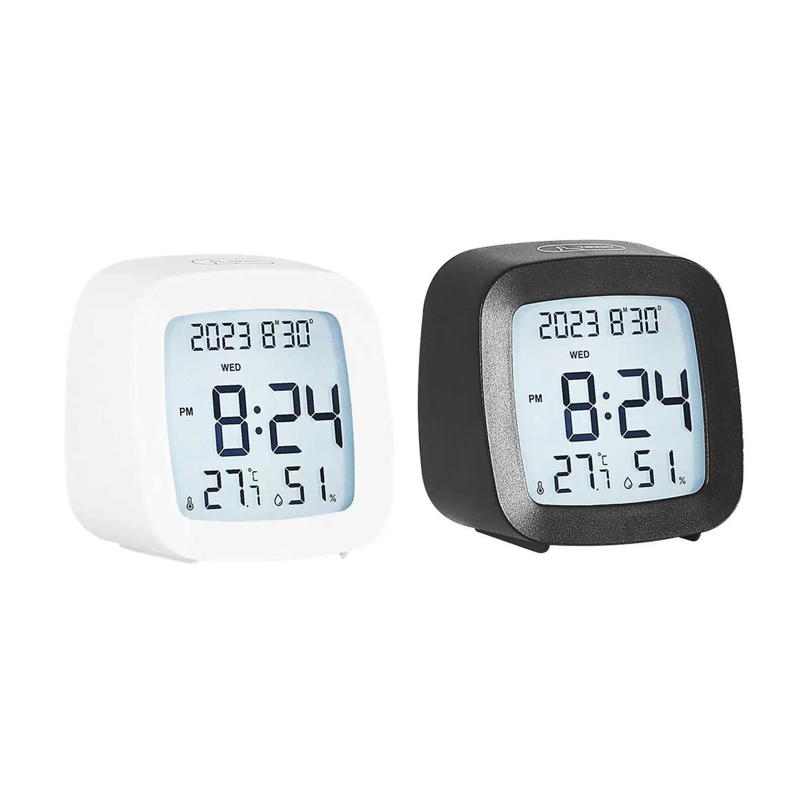 Small Digital Alarm Clock Bedside Clock 82x47x8cm 12 Hour/24 Hour with Temperature Compact for Home Office Multipurpose D260318