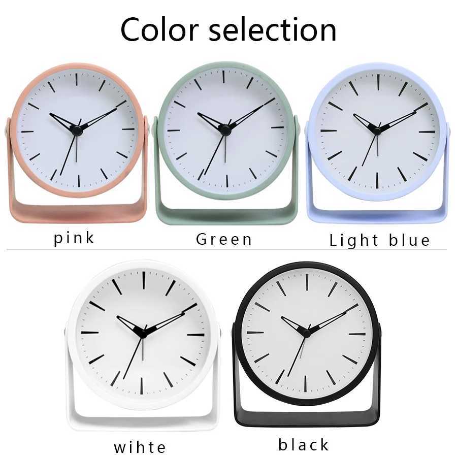 1pc 45 inch metal rotating quartz alarm clock simple desktop silent clock suitable for home and office decoration D260318