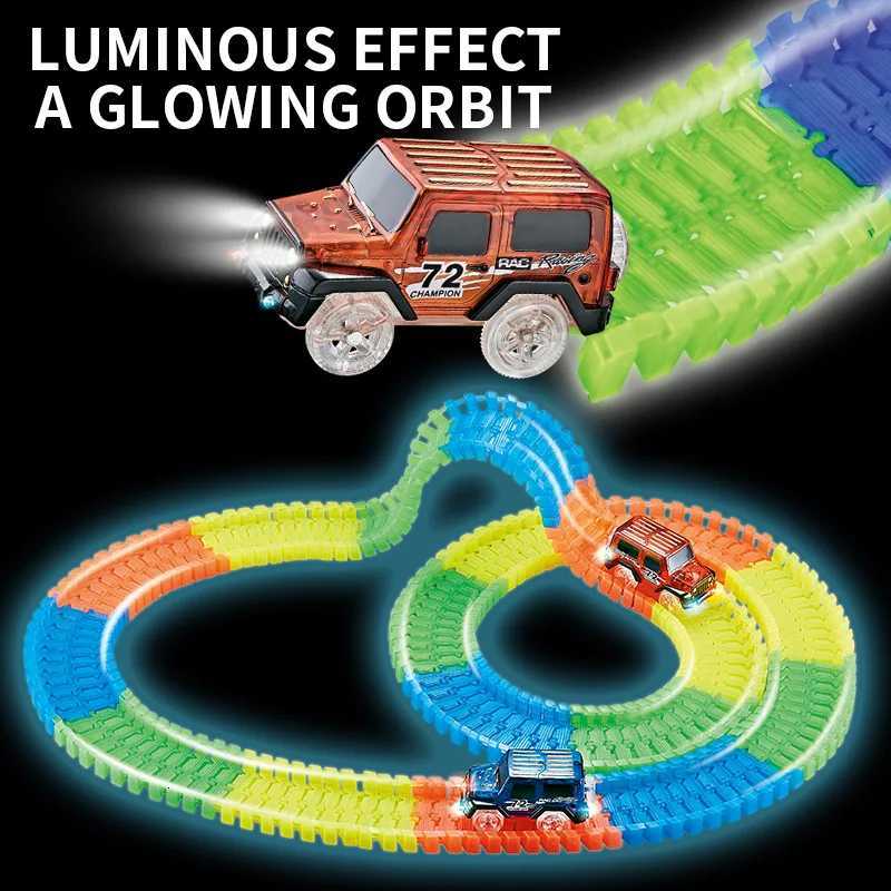 Childrens Free Assembly Graphics Diy Electric Light Car Night Light Track Tunnel Overpass Intersection Accessories Toys Y260316