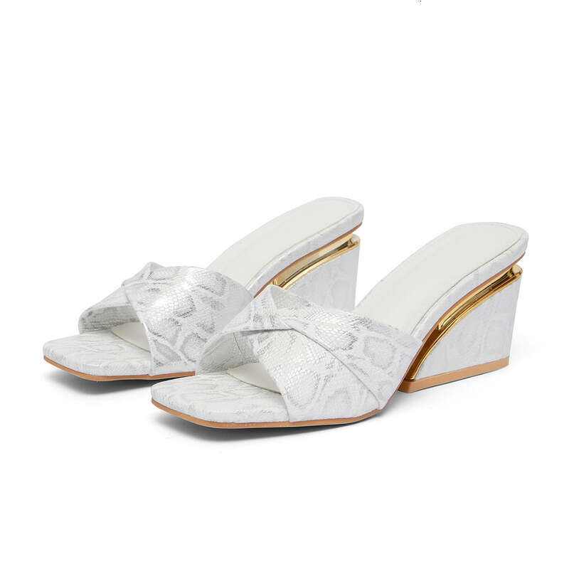 Free 677 shipping high-heeled sandals, summer 2026 new model, popular wedge heel, fashionable square toe, versatile casual women's shoes - view 5
