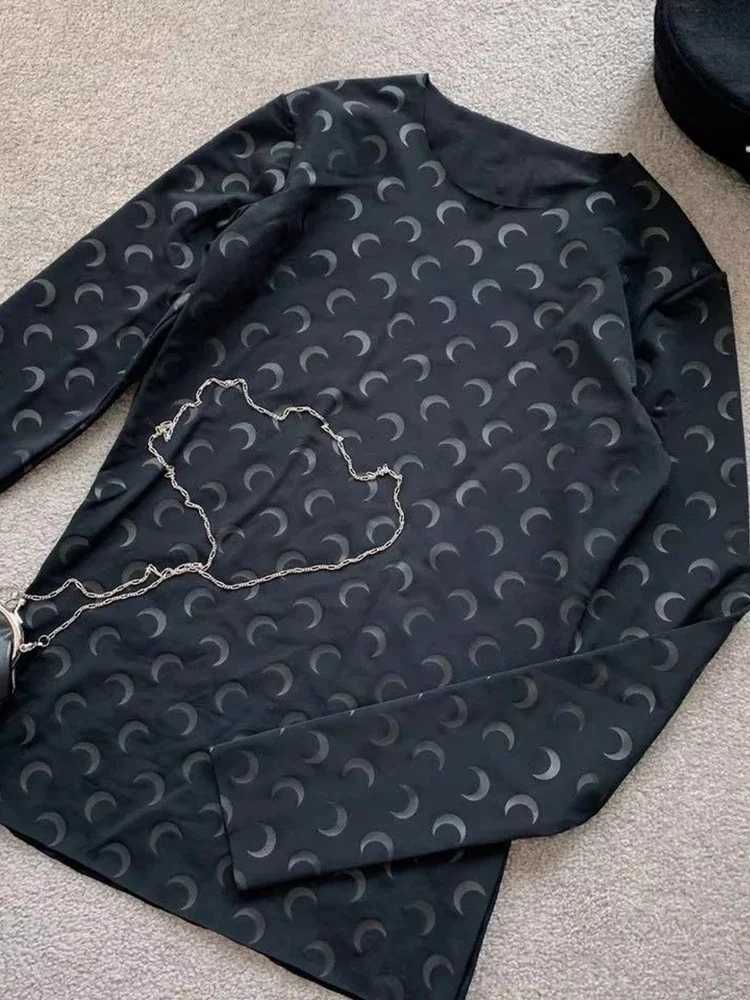 Fashionable Printed Slim Fit Elastic Long Sleeved Womens T-Shirt Korean Casual Thin Comfortable Round Neck with Women TopT260317