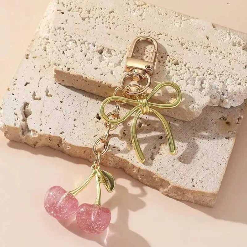 Fashion Delicious Red Cherry Bow Keychain Summer Fruits Cherries Pendant Keyring For Women Men Jewelry Bag Accessories Gift H2603181 - view 3