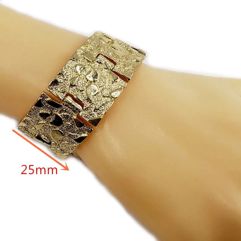 Mens Hip Hop Style Heavy Nugget Bracelet 8mm/15mm/25mm Three Sizes 14K Gold Plated Irregular Fashion Jewelry for Street Rock 260317