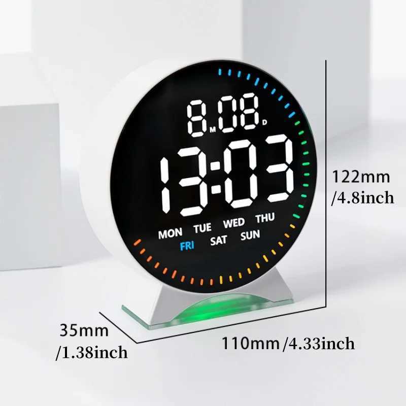 Digital Alarm Clock Week Date Second Hand Display Mood Light Dual Alarm Auto Dimmable Snooze Table Clock 12/24H DST LED Clock D260318