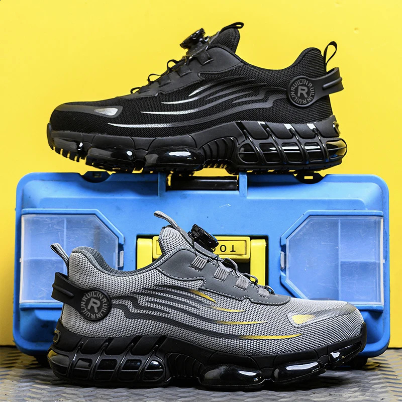 Mens Safety Shoes Protection And Elastic Safety Boots Fashionable Casual Shoes Breathable Odor Protection Mens Work Shoes 260318