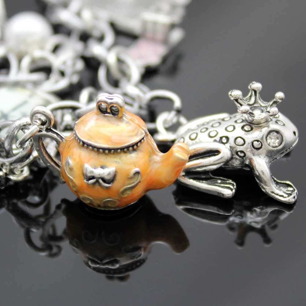 Vintage Wonderland Mirror Charms Beads Link Chain Crystal Bangle For Women Pulseira Masculina Jewelry AccESSories Gift H260318 - view 6