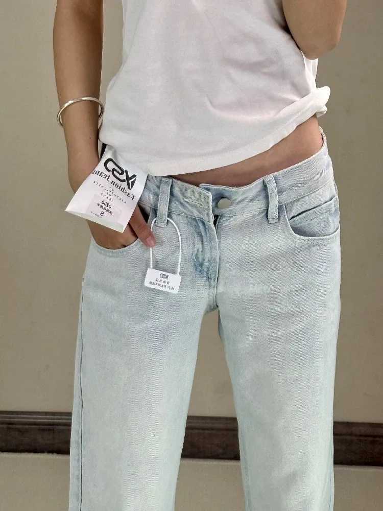 Y2K Light Blue Jeans Women High Waist Wide Leg Pants Loose Straight Leg Slimming Sagging Effect AutumnT260317