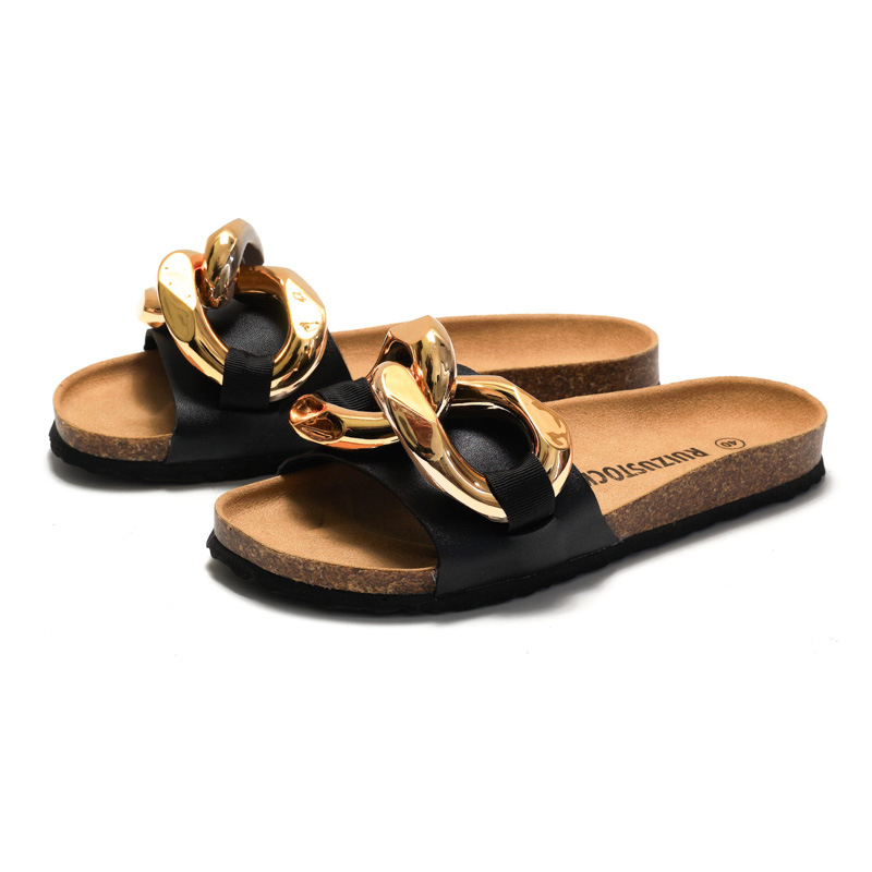 RUIZUSTOCK Summer New Casual Fashion Designer Slippers Metal Ring Breathable Travel Beach Shoes Sandals for Women