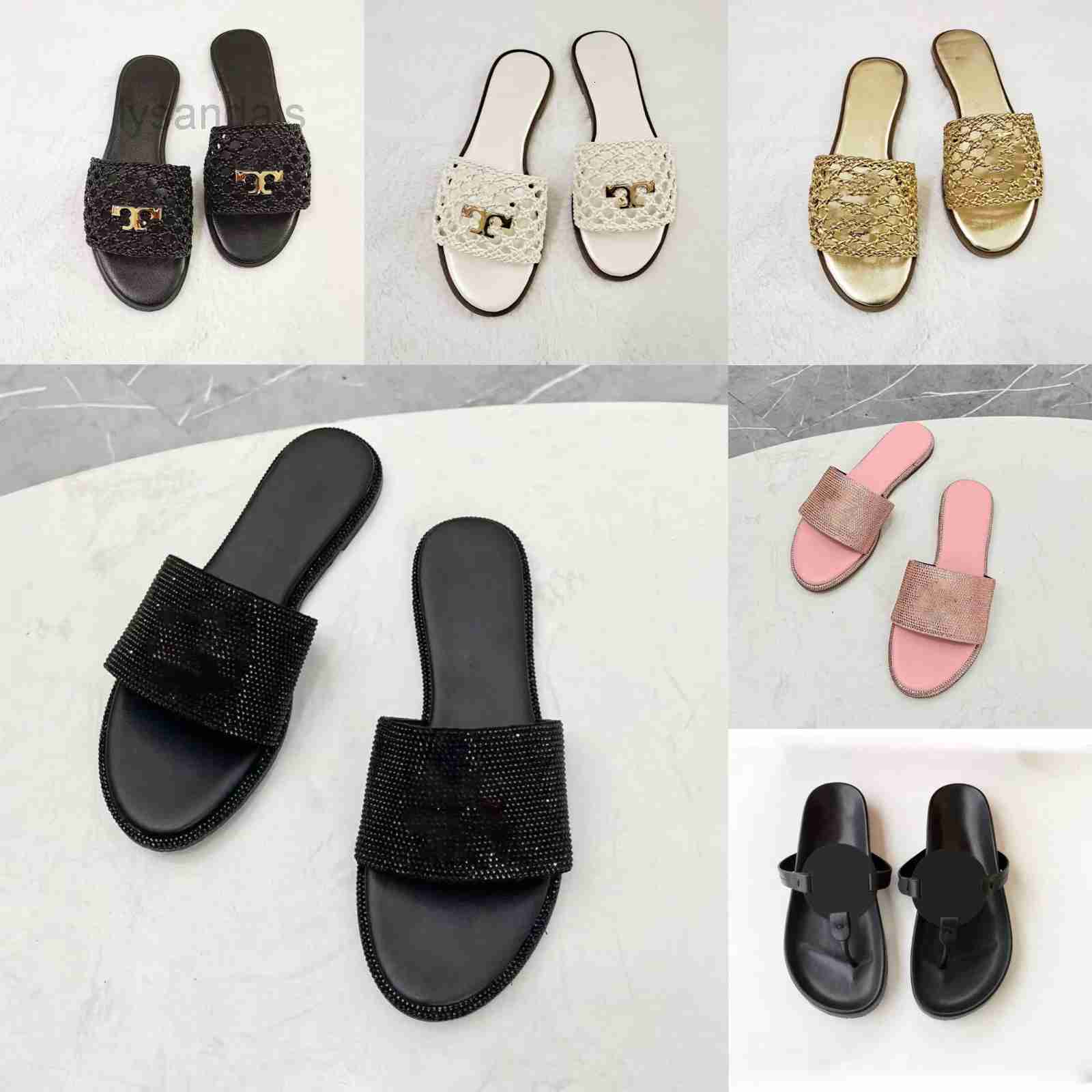 Designer Sandles Women Slides Slippers Luxury Toryes Sandals Burchy Flip Flops For Women Summer Slipper Clip On Foot Slippers Ladies Large Size Flat TShoes Leather