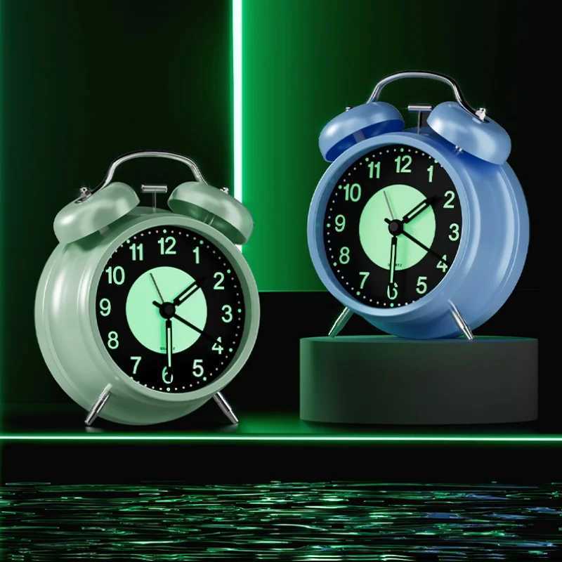3 inch Luminous Alarm Clock Students Kids Alarm Clock Strong Wake-Up for Elderly Silent with Night Light Battery Powered D260318