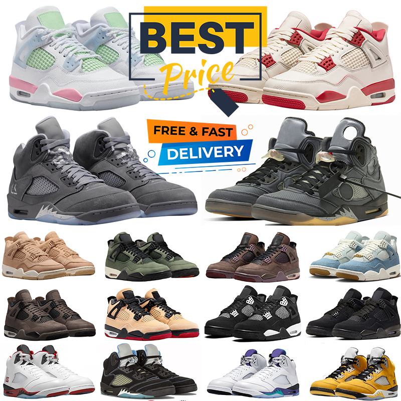 Designer 4s 5s Basketball shoes 4s Valentines Day Dark Mocha 4s Cave Stone Black Cat 4s Wolf Grey 5s Metallic 5s Black University Blue Grape Sneakersd for Men and Women