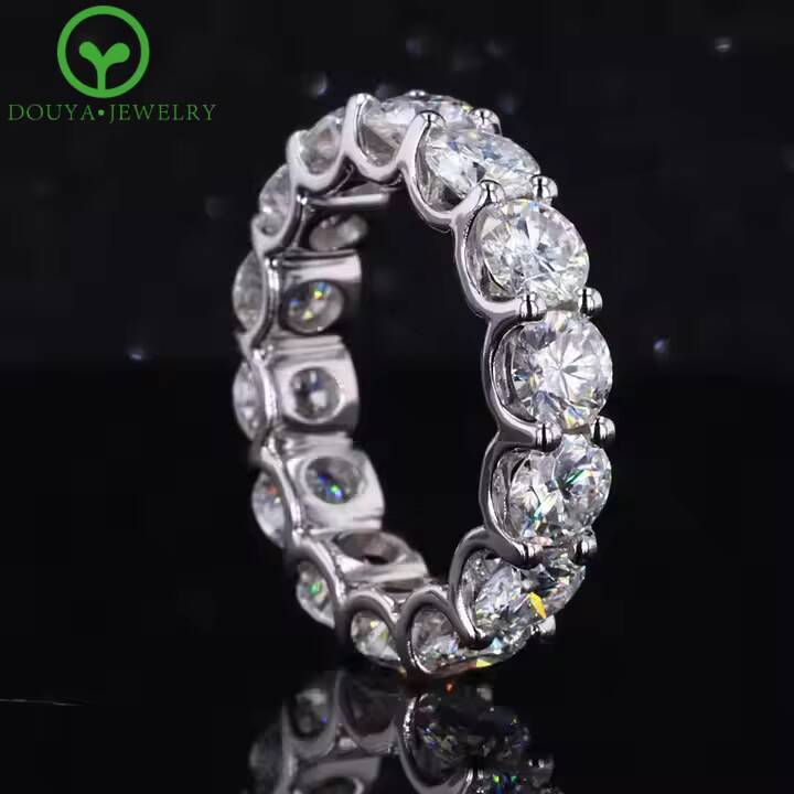 Custom Fine Jewelry Cuban Ring White Gold Plated S925 Silver Man Diamond Iced Out Moissanite Eternity Ring