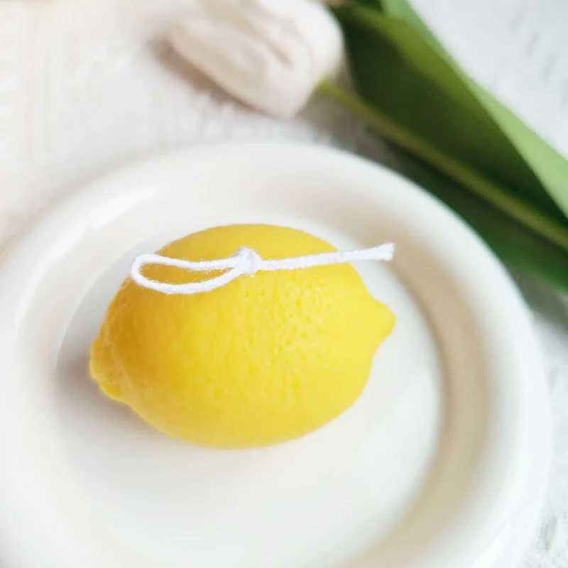 Handmade Lemon Scented Soy Wax Candle - Home Decor Souvenir Hand-Poured Fragrance for Atmosphere Decoration D260318