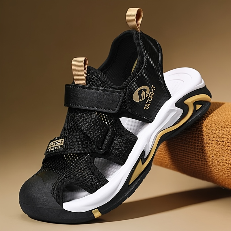 kids sport sandals closed toe sandals hiking sandals for kids adjustable strap sandals non-slip beach shoes breathable mesh sandals boys girls summer 