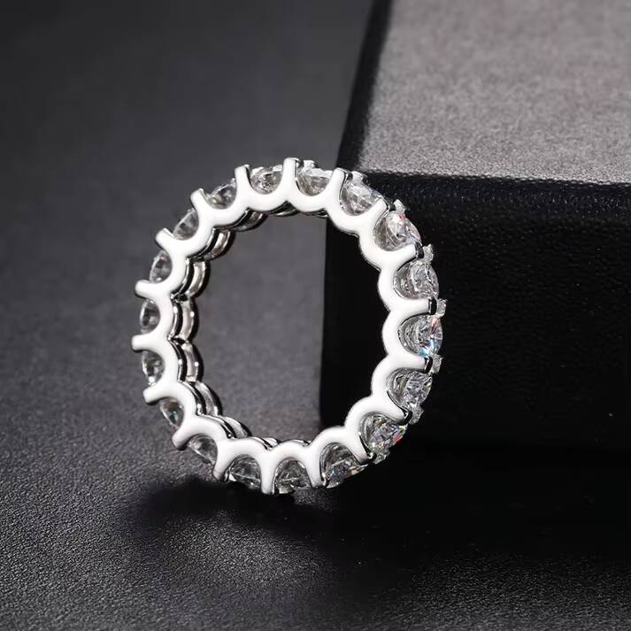 Prong Setting Round Brilliant Cut Moissanite Jewelry Ring Wedding Engagement Fine Jewelry Rings Rapper 925 Silver Jewelry Rings