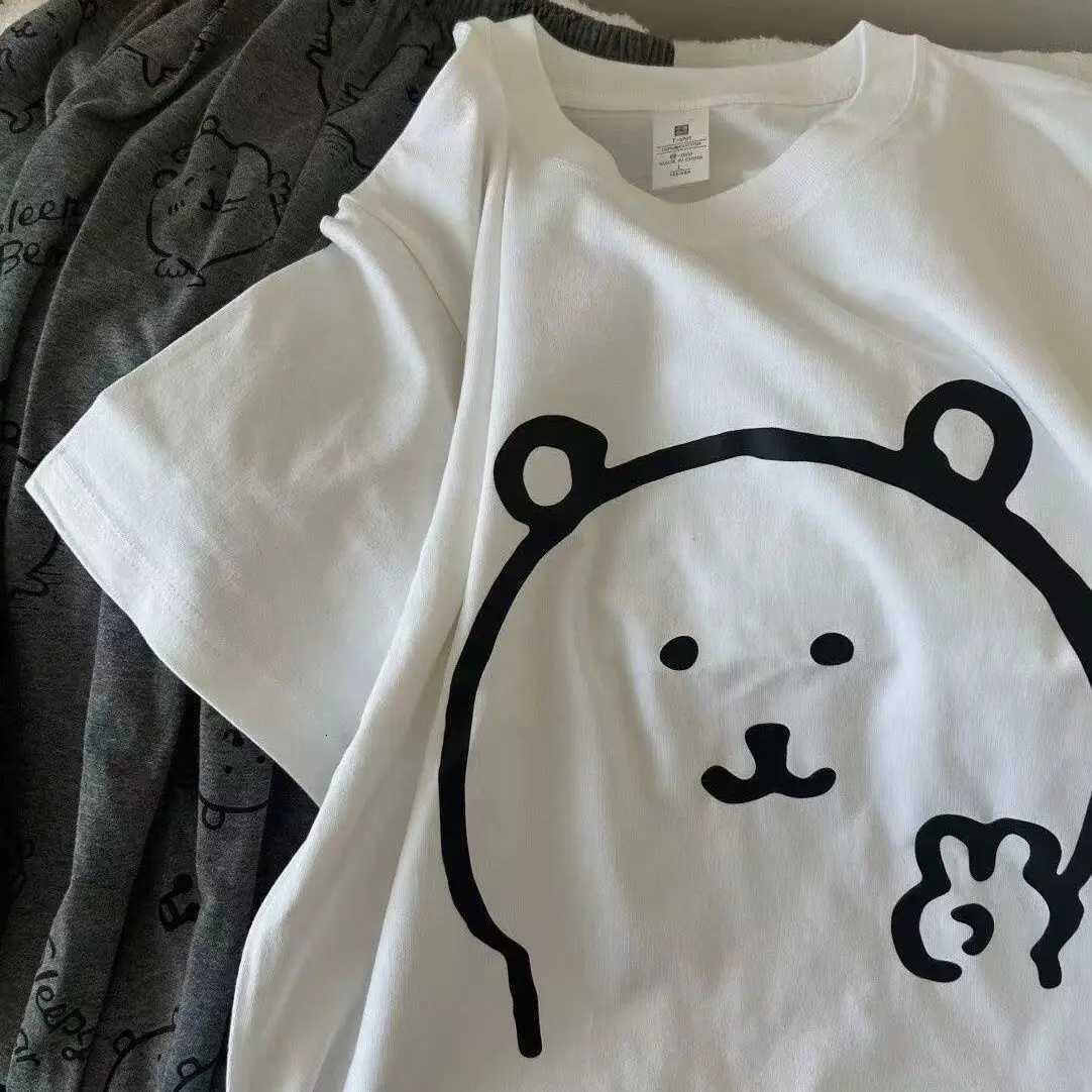 Nagano Anime Cartoon Couple Short-Sleeve Collaboration T-Shirt Summer Mens Pure Cotton Top Loose Fit Versatile CasualT260317