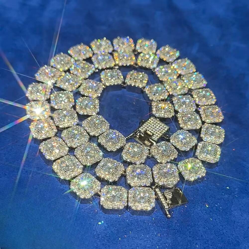 Custom 925 Silver Moissanite Tennis Necklace Hip Hop Tennis Chain Necklace for Men Women